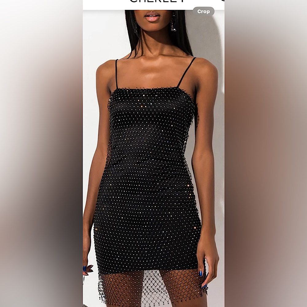 Incredible Mesh Rhinestone lined cami party mini dress